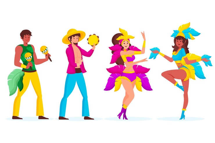 Vector gratuito colección de bailarines de carnaval brasileños