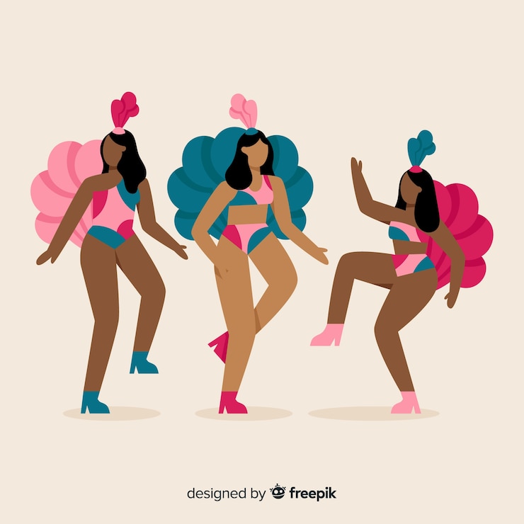 Vector gratuito colección de bailarines de carnaval dibujado a mano