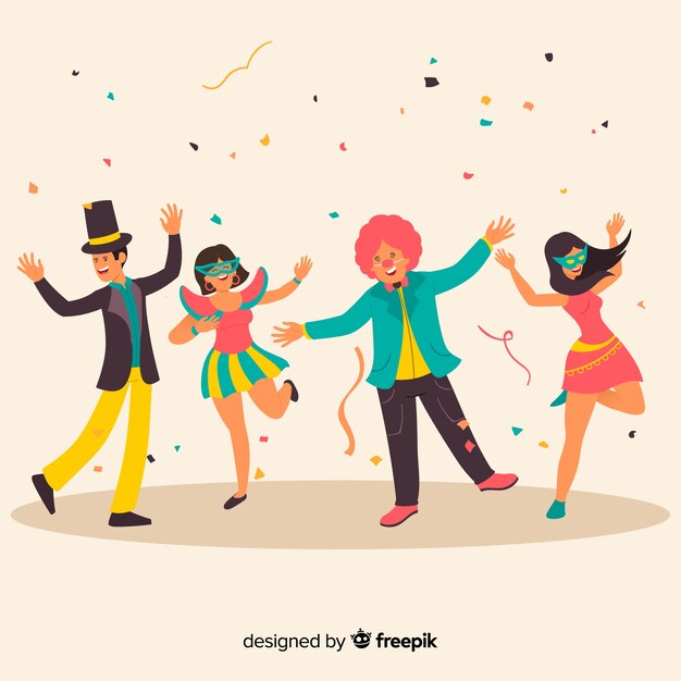 Colección de bailarines de carnaval dibujado a mano