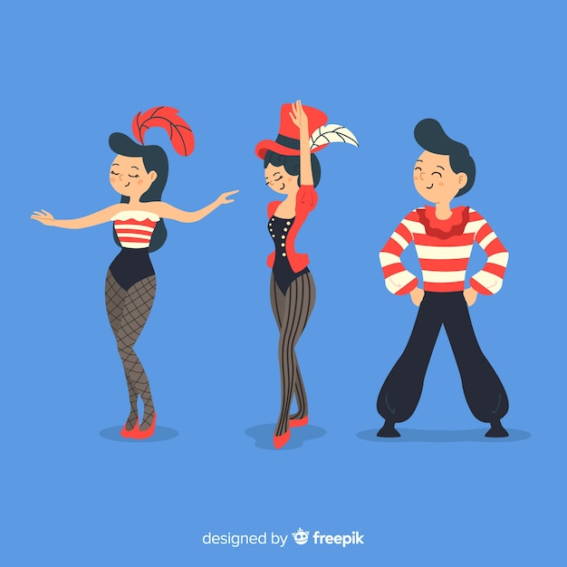 Vector gratuito colección bailarines carnaval dibujados a mano