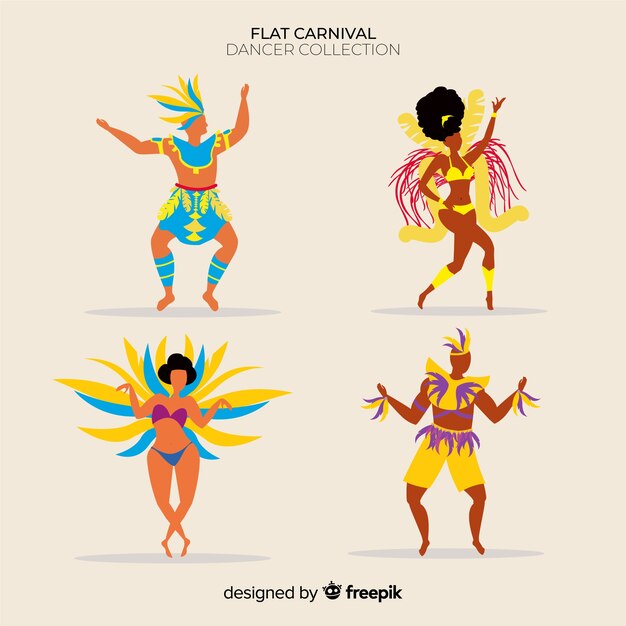 Colección bailarines carnaval dibujados a mano