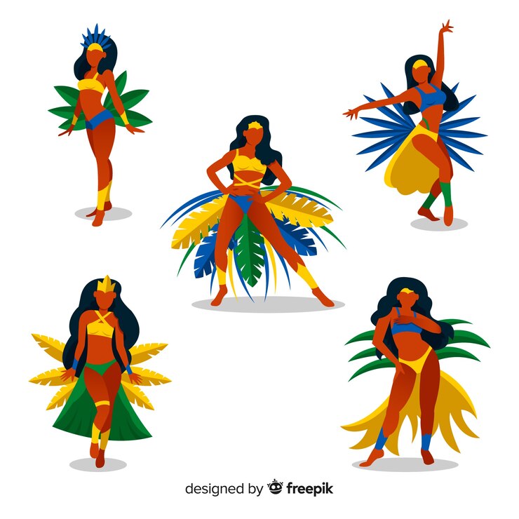 Vector gratuito colección bailarines carnaval dibujados a mano