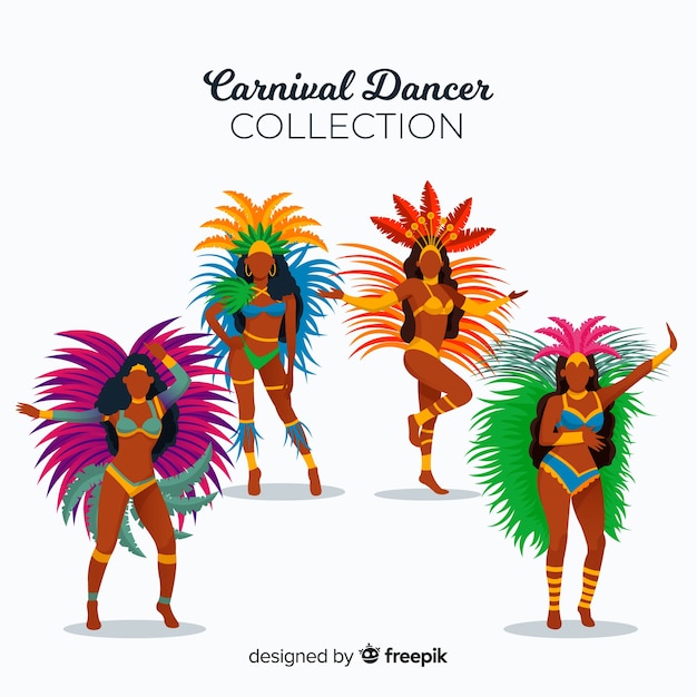 Colección bailarines carnaval dibujados a mano