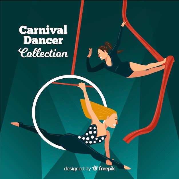 Vector gratuito colección de bailarines de carnaval en diseño plano