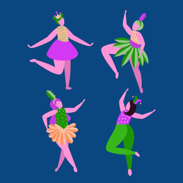 Vector gratuito colección de bailarines de carnaval