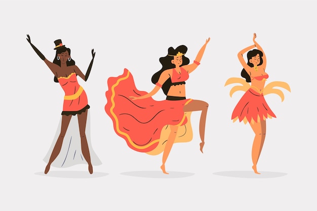 Vector gratuito colección de bailarines de carnaval