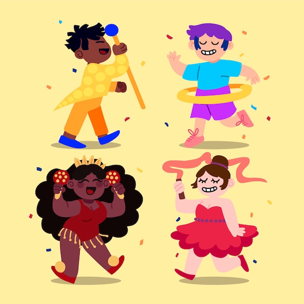 Vector gratuito colección de bailarines de carnaval