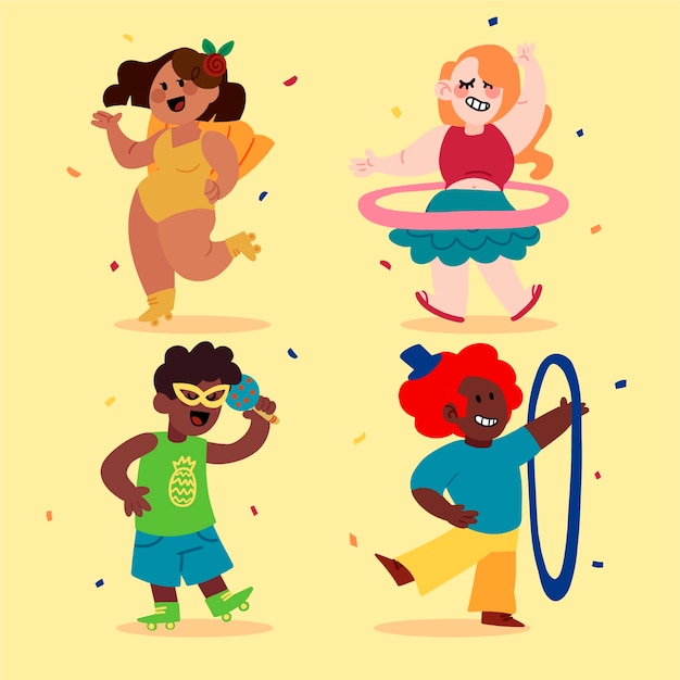 Vector gratuito colección de bailarines de carnaval