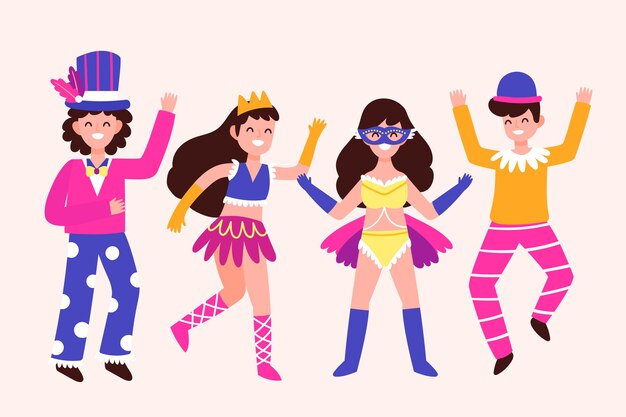 Vector gratuito colección de bailarines de carnaval