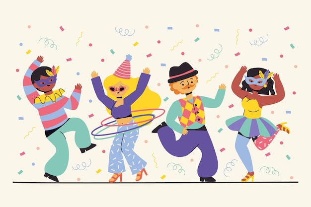 Vector gratuito colección de bailarines de carnaval