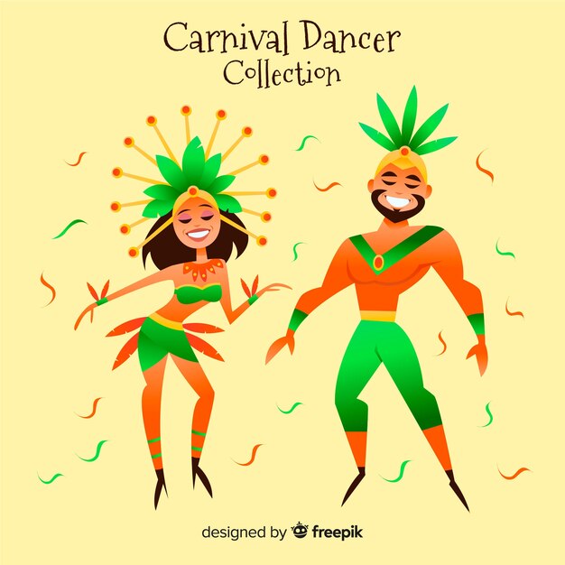 Colección de bailarines de carnavales dibujada a mano