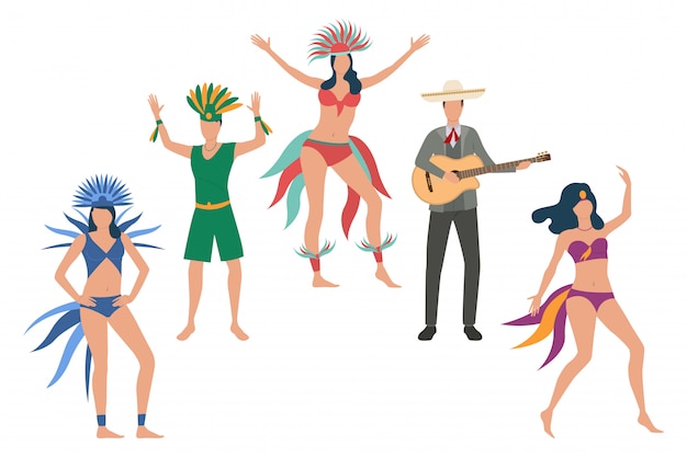 Colección de bailarines en trajes tradicionales.