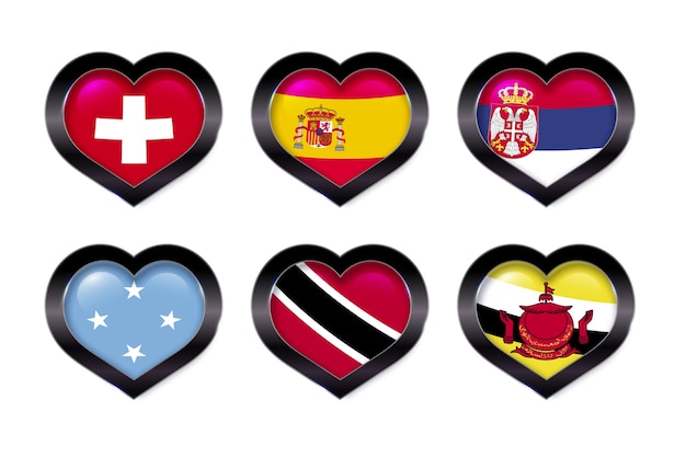 Colección de banderas de corazón de concurso de canciones degradadas
