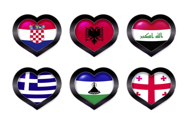 Colección de banderas de corazón de concurso de canciones degradadas
