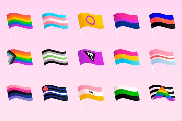 Colección de banderas lgbt del mes del orgullo degradado