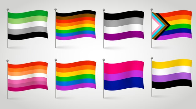 Colección de banderas lgbt del mes del orgullo degradado