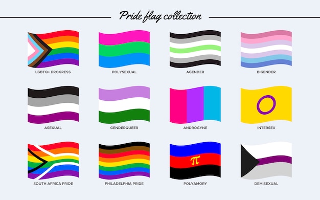 Colección de banderas del orgullo en forma de onda