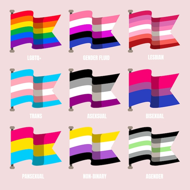 Colección de banderas planas del mes del orgullo lgbt