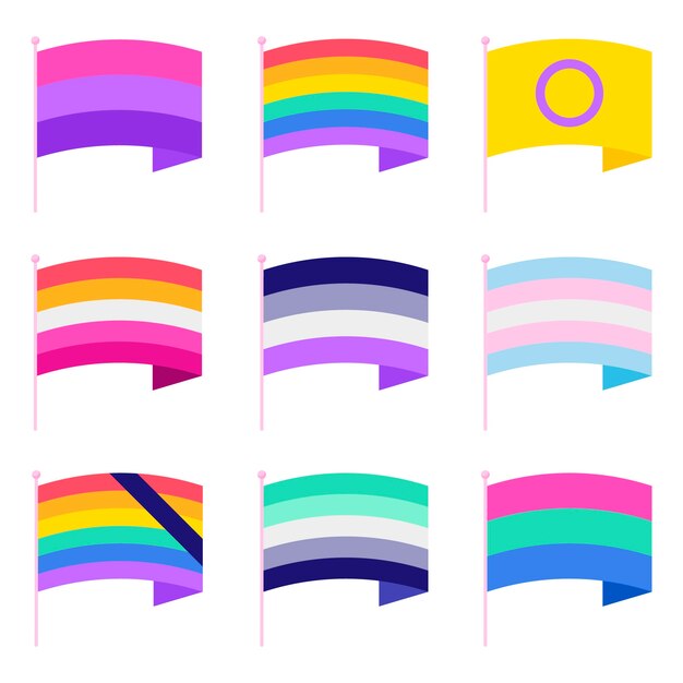 Colección de banderas planas del mes del orgullo lgbt