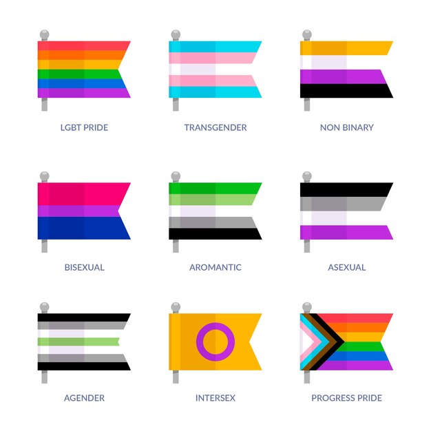 Colección de banderas planas del mes del orgullo lgbt