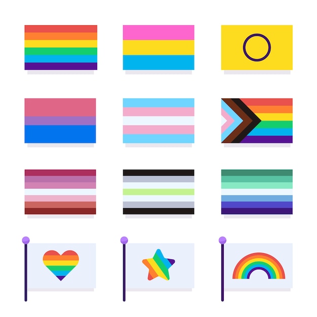 Colección de banderas planas del mes del orgullo lgbt