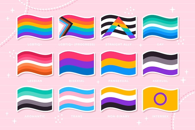 Colección de banderas planas del mes del orgullo lgbt