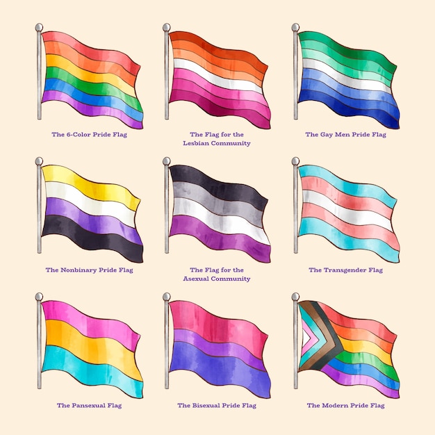Colección de banderas planas del mes del orgullo lgbt
