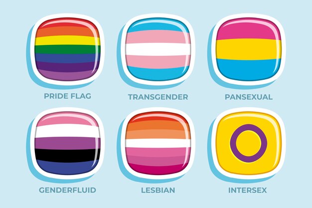 Colección de banderas planas del mes del orgullo lgbt