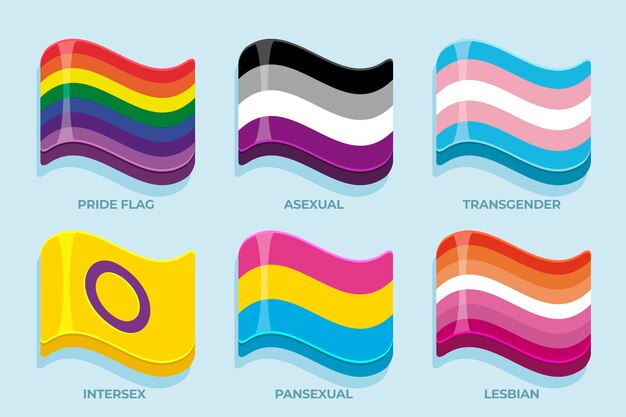 Colección de banderas planas del mes del orgullo lgbt