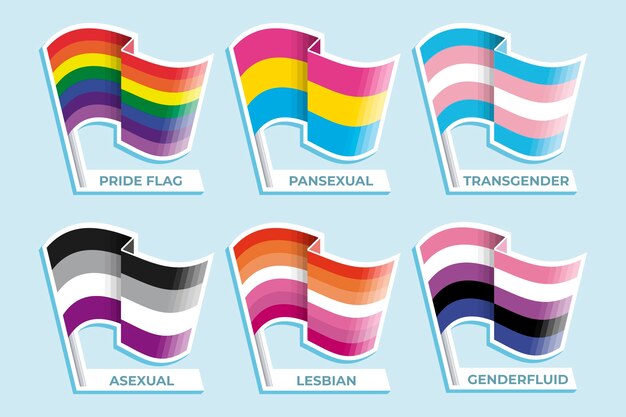 Colección de banderas planas del mes del orgullo lgbt