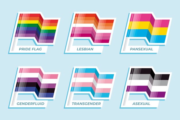 Colección de banderas planas del mes del orgullo lgbt