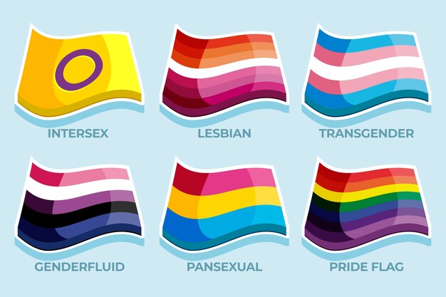 Colección de banderas planas del mes del orgullo lgbt
