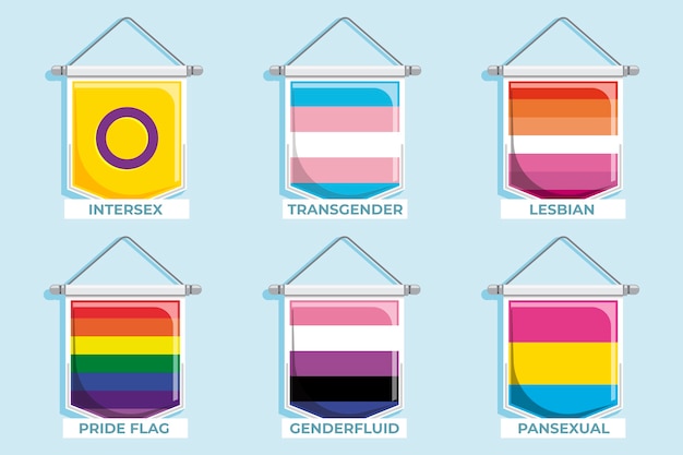 Colección de banderas planas del mes del orgullo lgbt