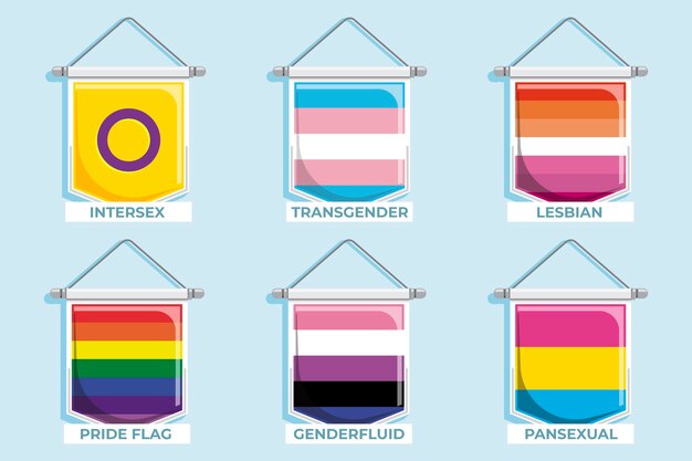 Colección de banderas planas del mes del orgullo lgbt