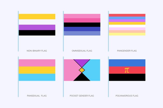 Colección de banderas planas del mes del orgullo