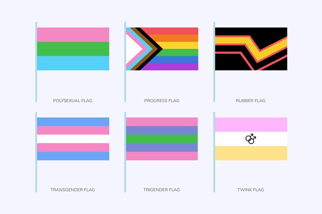 Colección de banderas planas del mes del orgullo