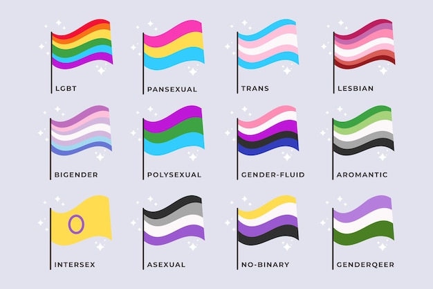 Colección de banderas planas del orgullo
