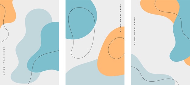 colección de banner de forma fluida mínima en vector de estilo japonés