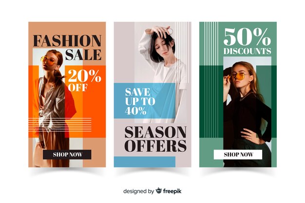 Colección de banner de venta de moda