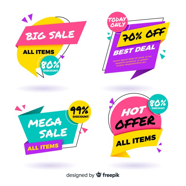 Colección de banner de venta de origami colorido