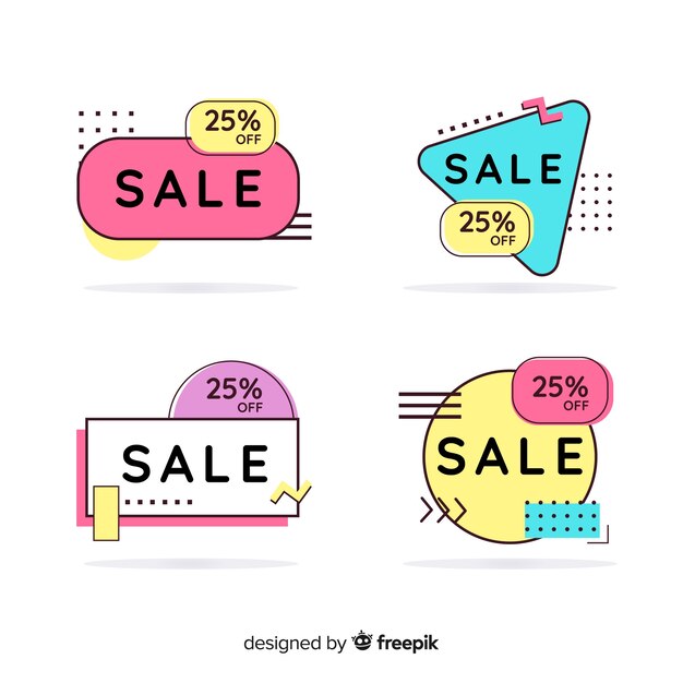 Colección de banner de ventas en estilo abstracto