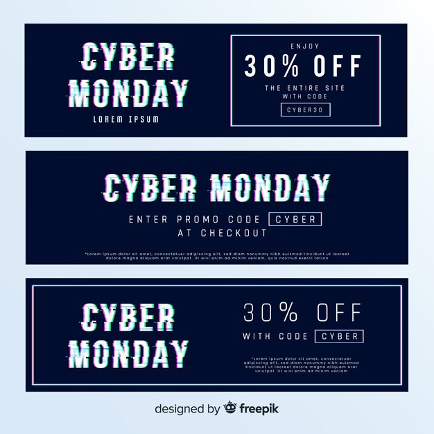 Colección de banners abstractos de rebajas de cyber monday 