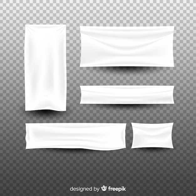 Vector gratuito colección de banners blancos de tela