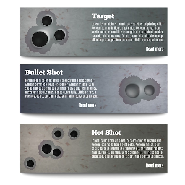 Vector gratuito colección de banners de bullet hole