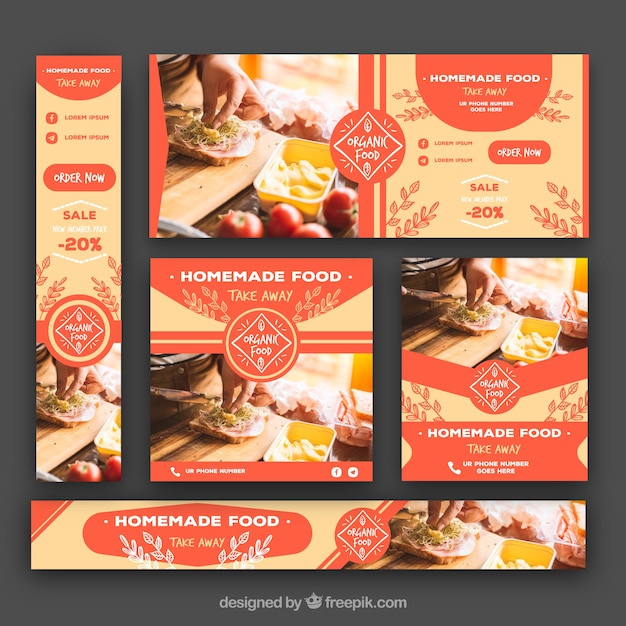 Vector gratuito colección de banners de comida orgánica