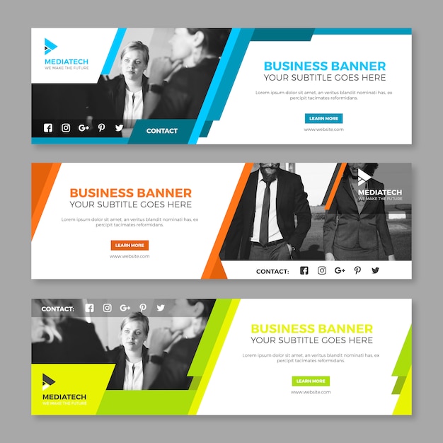 Vector gratuito colección de banners corporativos coloridos