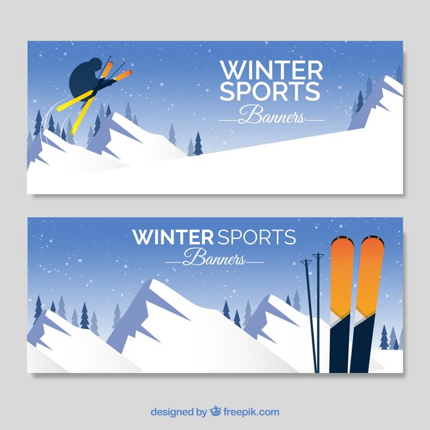 Colección de banners de deportes de invierno
