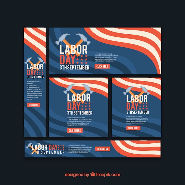 Vector gratuito colección de banners de día laboral en estilo plano