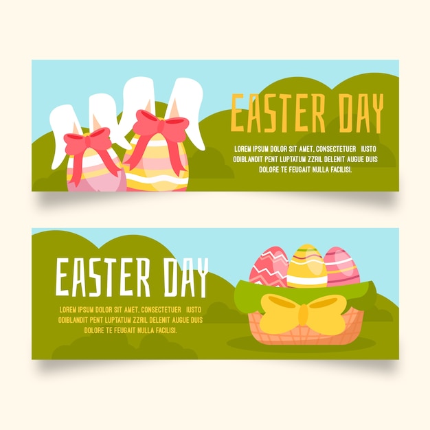 Vector gratuito colección de banners de diseño plano del día de pascua