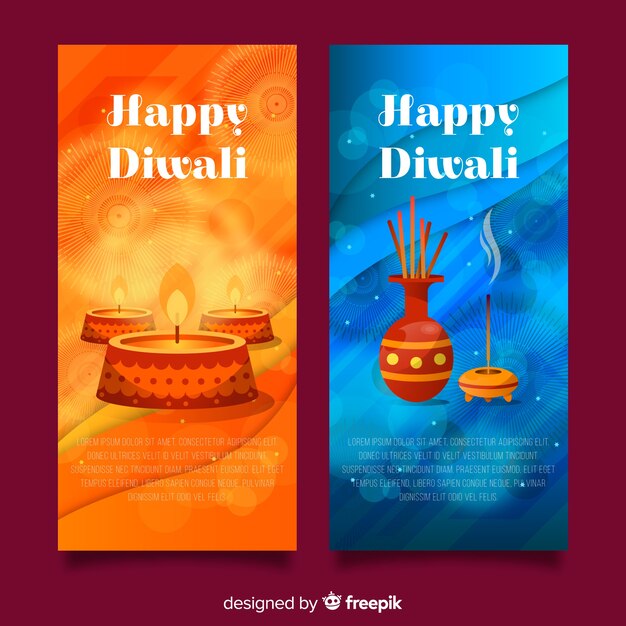 Colección de banners de diwali